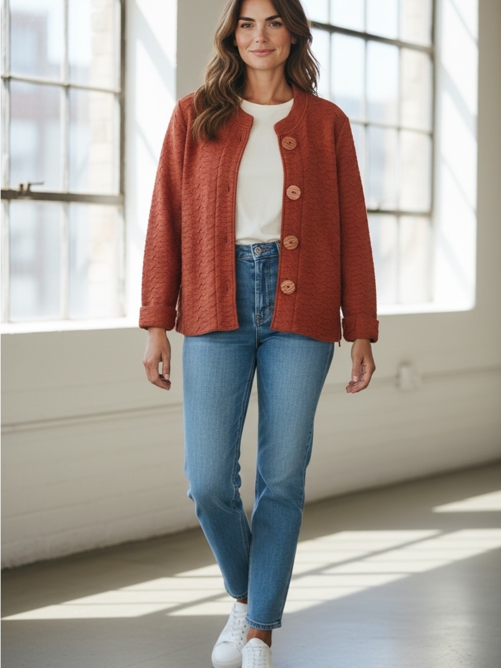 Habitat Rust Textured Button-Up Cardigan